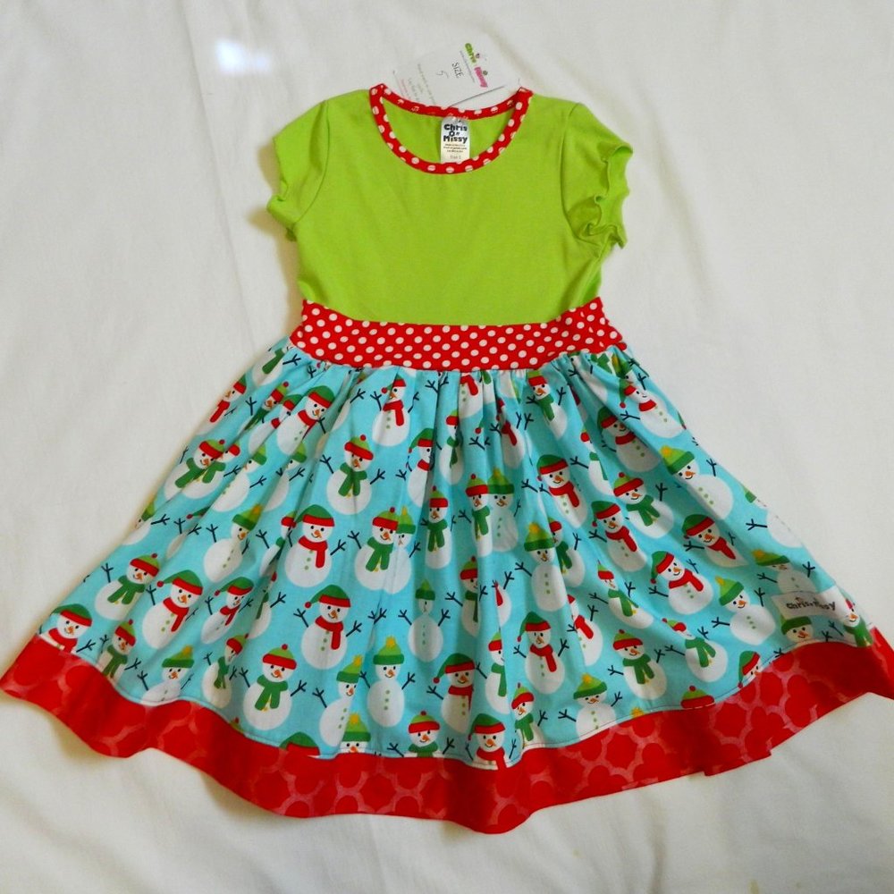 Girls size 5 Christmas Dress Snowman Chris n Missy NWT